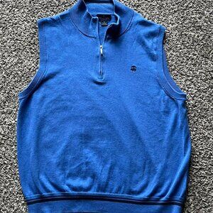 Vintage Brooks Brothers Vest Mens XL Blue 90s Winter 100% Cotton Menswear